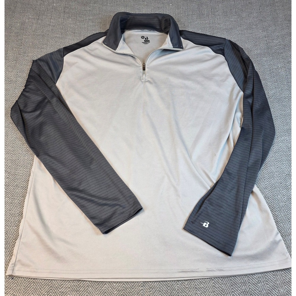Badger Sport Mens XL Gray Charcoal Quarter Zip Pullover Performance Shirt